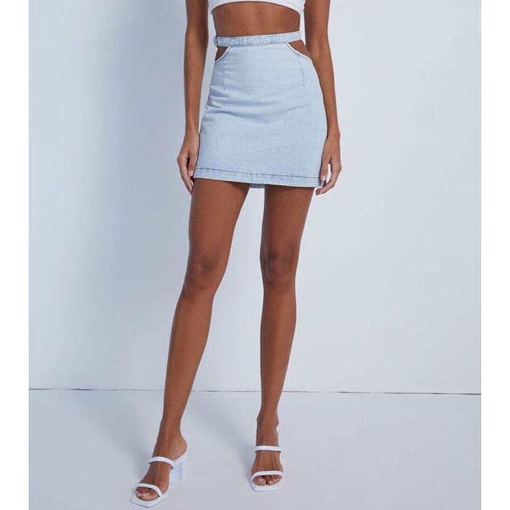 WeWoreWhat Denim Cut-Out Mini Skirt Indigo Comfort Super Light Womens S NWT
